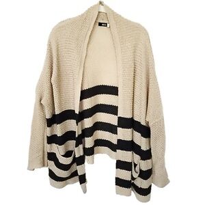 BDG Cream and Black Striped Cardigan Sweater
